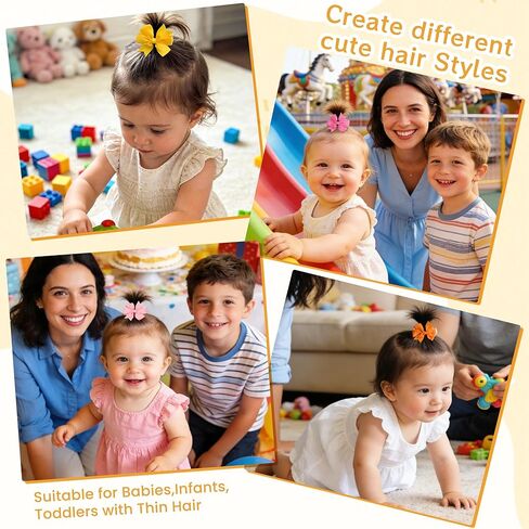 Hair Ties for Baby Girls - 42PCS Small 2 inches Hair Bows, Elastic Rubber Ties Ponytail Holders for Infants Toddlers Kids in 21 Color Pairs in Kuwait