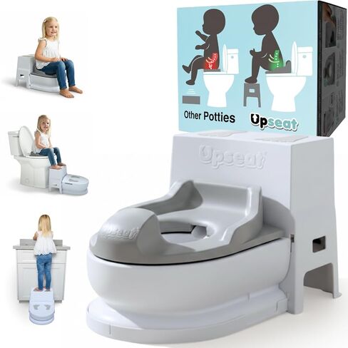 Upseat 3-in-1 Ergonomic Potty Training Set – Toddler Potty Chair, Toilet Training Seat with Step Stool, Soft Sit Trainer, Built-in Splash Guard, Squatting Design, Easy Clean in Kuwait