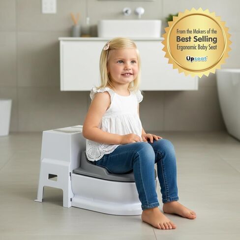 Upseat 3-in-1 Ergonomic Potty Training Set – Toddler Potty Chair, Toilet Training Seat with Step Stool, Soft Sit Trainer, Built-in Splash Guard, Squatting Design, Easy Clean in Kuwait