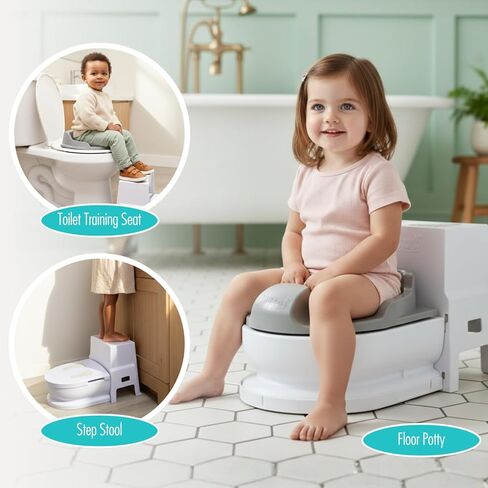 Upseat 3-in-1 Ergonomic Potty Training Set – Toddler Potty Chair, Toilet Training Seat with Step Stool, Soft Sit Trainer, Built-in Splash Guard, Squatting Design, Easy Clean in Kuwait