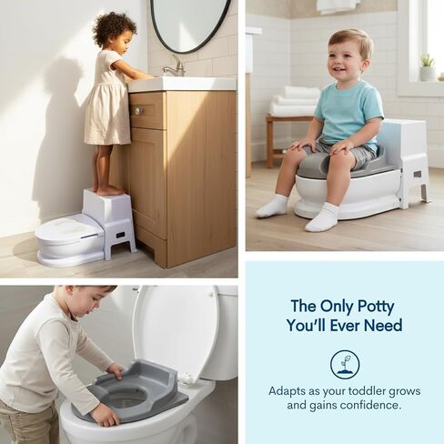 Upseat 3-in-1 Ergonomic Potty Training Set – Toddler Potty Chair, Toilet Training Seat with Step Stool, Soft Sit Trainer, Built-in Splash Guard, Squatting Design, Easy Clean in Kuwait