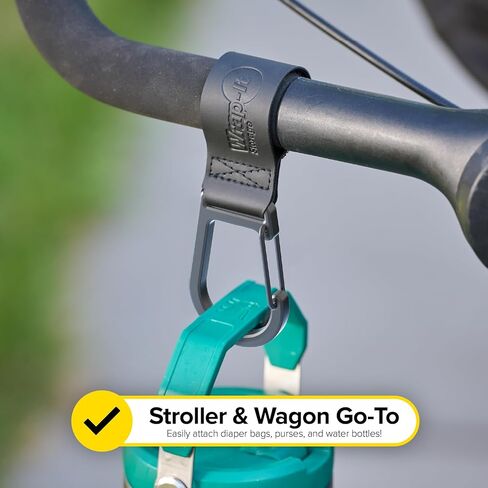 Wrap-It Storage Stroll Strap - 2 Pack - Hook and Loop Stroller Accessories Straps with Hooks for Diaper Bags and Golf Push Cart Accessories or Luggage Hook Clip Hanger in Kuwait