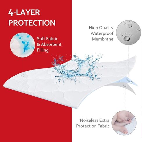 Moonsea Waterproof Pack and Play Sheets Compatible with 4moms Breeze Plus Playard & Breeze GO Playard, Pack and Play Mattress Pad, White, 2 Pack in Kuwait