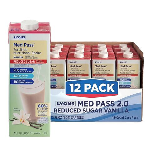 MED PASS® 2.0 Fortified Nutritional Shake, Butter Pecan Flavor High-Calorie Nutrition Drink for Medication Pass Programs and Reduced Appetites, Vitamin and Mineral Fortified, 32 fl oz - 12 Pack in Saudi Arabia