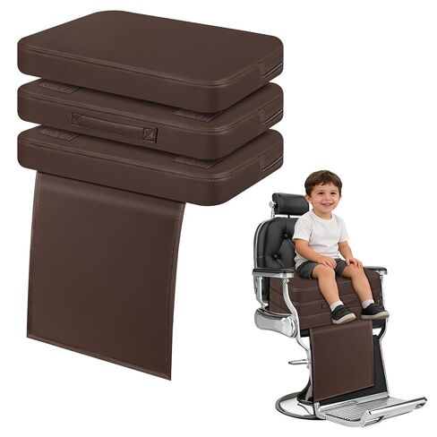 Salon Booster Seat for Kids Hair Cutting, 18 x 13 x 7in 3-Layer Height Adjustable Children Barber Chair Cushion with Handle, PU Leather Barber Shop Children Styling Booster Cushion, Black in Kuwait