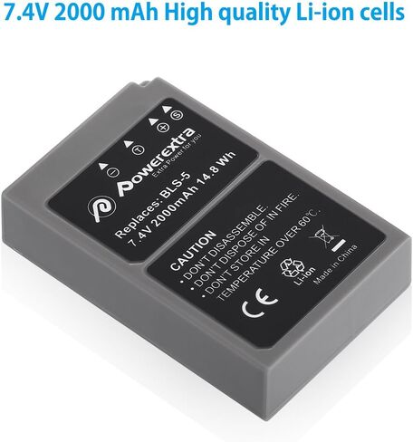 بطارية BLS-50 (عبوتان) لأوليمبوس BLS-5، BLS-50، PS-BLS5 وأوليمبوس OM-D E-M10، قلم E-PL2، E-PL5، E-PL6، E-PL7، E-PM2، قلم ستايلس 1 in Kuwait