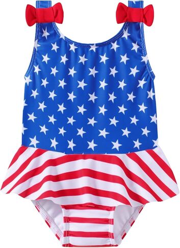 oklady Toddler Swimsuit Girls One Piece Ruffled Girls Bathing Suit Bow Strap Swimwear Size 12M-4T in Saudi Arabia