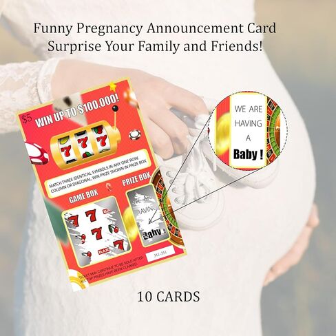 Fake Lottery Scratch Off Cards for Pregnancy Announcement - Creative Baby Announcement Game with 10 Tickets for Family Surprise in Kuwait
