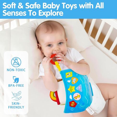 Baby Toys 6-12 Months - Noah's Ark Toy with Stuffed Animals, Baptism Gifts for Boys Girls, Montessori Toys for 6 Month Old Babies Sensory Tissue Box Toy for 1 Year Old in Kuwait