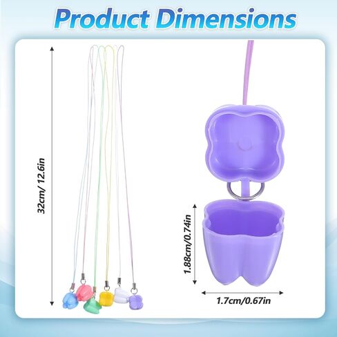 Tucnoeu 24pcs Tooth Necklace Boxes for Lost Teeth Organizer, Cute Plastic Tooth Treasure Chest, Tooth Fairy Tooth Holder, Tooth Holder Cases Baby Milk Teeth Storage Box School Classroom Party Supply in Kuwait