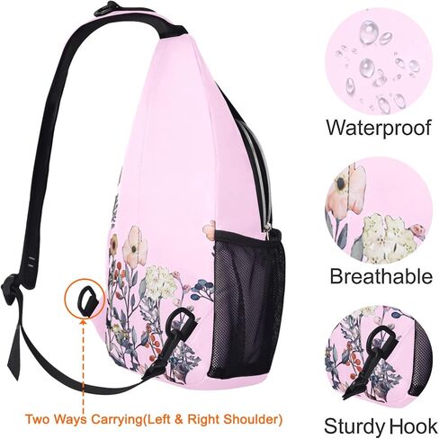 MOSISO Sling Backpack, Multipurpose Travel Hiking Daypack Garden Flowers Rope Crossbody Shoulder Bag, Black in Saudi Arabia