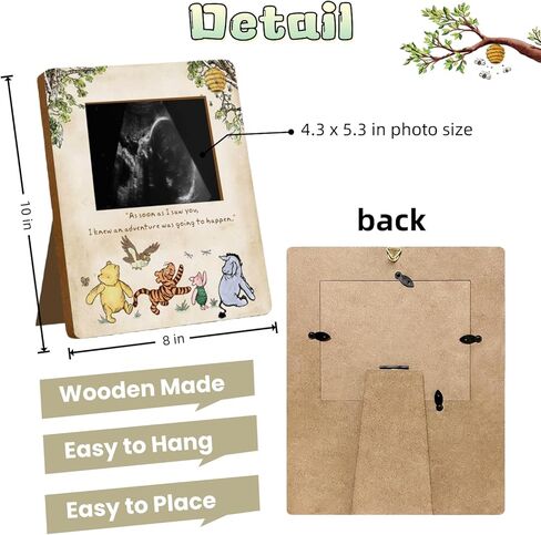 Winnie Baby Keepsake Frame Wooden Ultrasound Picture Frame Pregnancy Milestone Sign Gifts For Baby Shower Decorations Nursery in Kuwait