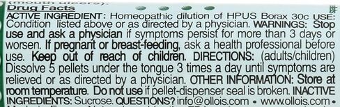 OLLOIS Borax 30c Organic, Lactose-Free Homeopathic Medicine, Pellets, 80 Pellets (Pack of 1) in Saudi Arabia