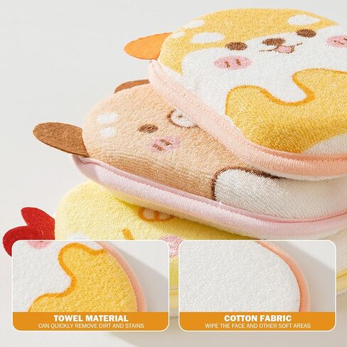 3Pcs Baby Washcloths, Super Absorbent & Soft Wash Mitt Cute Cartoon Animal Gentle Scrub for Baby, Toddler, and Kids Bath and Shower, Xmas Decor in Kuwait