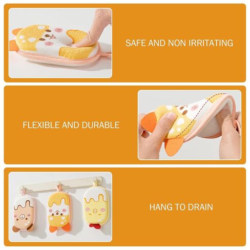 3Pcs Baby Washcloths, Super Absorbent & Soft Wash Mitt Cute Cartoon Animal Gentle Scrub for Baby, Toddler, and Kids Bath and Shower, Xmas Decor in Kuwait