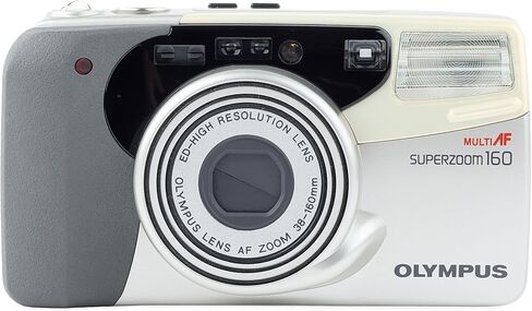 Olympus Superzoom 160 QD Silver 35mm Film Camera – Auto Focus, 38–160mm Zoom Lens, Built-in Flash, Quartz Date (Renewed) in Kuwait