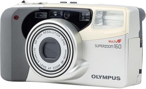 Olympus Superzoom 160 QD Silver 35mm Film Camera – Auto Focus, 38–160mm Zoom Lens, Built-in Flash, Quartz Date (Renewed) in Kuwait