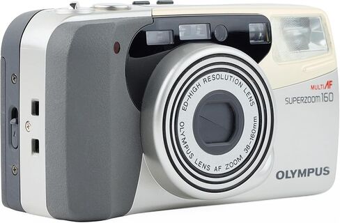 Olympus Superzoom 160 QD Silver 35mm Film Camera – Auto Focus, 38–160mm Zoom Lens, Built-in Flash, Quartz Date (Renewed) in Kuwait