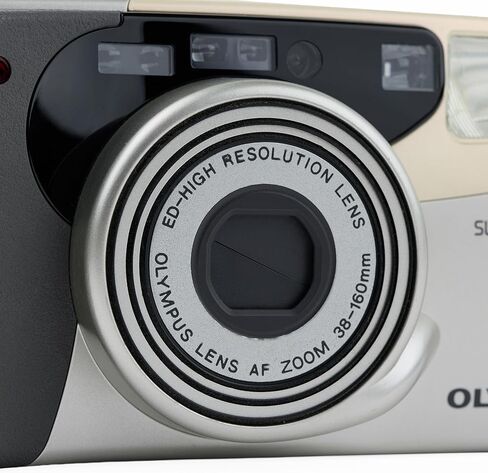 Olympus Superzoom 160 QD Silver 35mm Film Camera – Auto Focus, 38–160mm Zoom Lens, Built-in Flash, Quartz Date (Renewed) in Kuwait