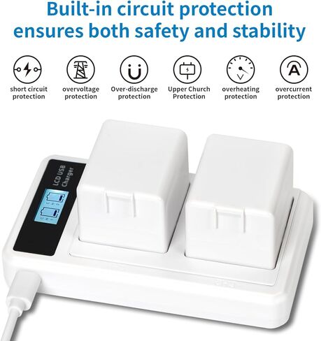 عبوتان من البطاريات القابلة لإعادة الشحن مع محطة شحن لكاميرات Arlo Pro وPro 2 وGo وكاميرات الأمان - بطاريات ليثيوم أيون عالية السعة 7.4 فولت 2440 مللي أمبير في الساعة مع ميزات أمان متقدمة in Kuwait