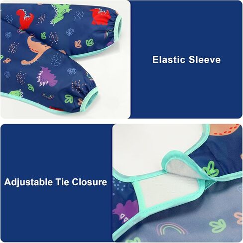 Accmor 5 Pack Long Sleeve Bibs, Baby Smock Waterproof Sleeved Bib Smock for Baby Toddler 6-36 Months in Kuwait