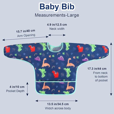 Accmor 5 Pack Long Sleeve Bibs, Baby Smock Waterproof Sleeved Bib Smock for Baby Toddler 6-36 Months in Kuwait