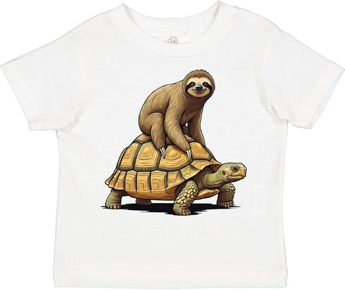 inktastic Cute Sloth on Tortoise Animal Lovers Toddler T-Shirt in Saudi Arabia