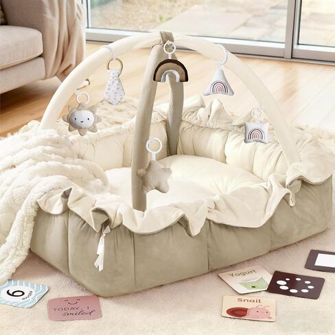 5-in-1 Thick & Plush Baby Play Gym, Baby Play Mats for Floor, Tummy Time Mat with 6 Toys, Convertible Stage-Based Developmental from Babies to Toddlers, Ball Pit, Pet Cushion Cloudico, Grey in Saudi Arabia