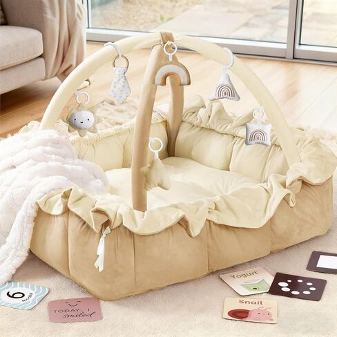 5-in-1 Thick & Plush Baby Play Gym, Baby Play Mats for Floor, Tummy Time Mat with 6 Toys, Convertible Stage-Based Developmental from Babies to Toddlers, Ball Pit, Pet Cushion Cloudico, Grey in Saudi Arabia
