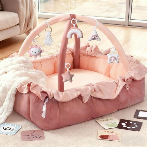5-in-1 Thick & Plush Baby Play Gym, Baby Play Mats for Floor, Tummy Time Mat with 6 Toys, Convertible Stage-Based Developmental from Babies to Toddlers, Ball Pit, Pet Cushion Cloudico, Grey in Saudi Arabia