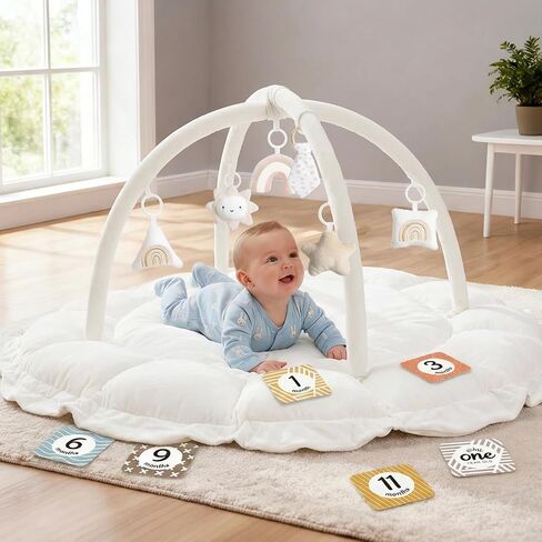 5-in-1 Thick & Plush Baby Play Gym, Baby Play Mats for Floor, Tummy Time Mat with 6 Toys, Convertible Stage-Based Developmental from Babies to Toddlers, Ball Pit, Pet Cushion Cloudico, Grey in Saudi Arabia