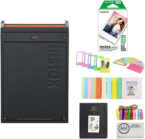 Fujifilm instax mini Link+ Smartphone Printer Bundle with 20 Exposures Instant Mini Film + Mini Album, Borders, Stickers & Clips + Cleaning Cloth (4 Items) in Kuwait