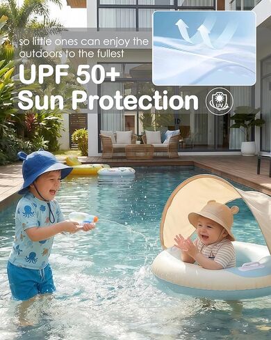Toddler Baby Sun Hat 2Pack UPF 50+ Kids Infants Adjustable Bucket Hat with Wide Brim Summer Beach Hat for Boys Girls 6-24M in Saudi Arabia