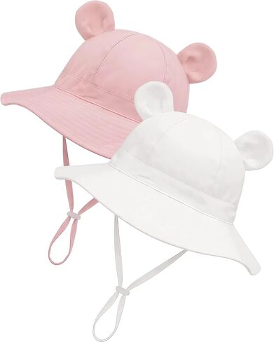 Toddler Baby Sun Hat 2Pack UPF 50+ Kids Infants Adjustable Bucket Hat with Wide Brim Summer Beach Hat for Boys Girls 6-24M in Saudi Arabia