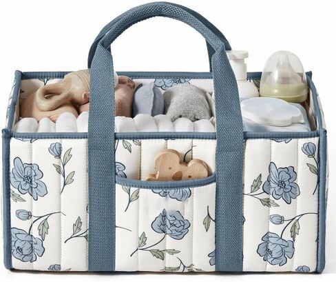 Diaper Caddy Organizer,Cute Floral Nursery Storage Basket,Soft Portable Changing Table Car Caddy Organizer Gift (Floral B) in Saudi Arabia
