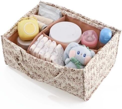 Diaper Caddy Organizer,Cute Floral Nursery Storage Basket,Soft Portable Changing Table Car Caddy Organizer Gift (Floral B) in Saudi Arabia