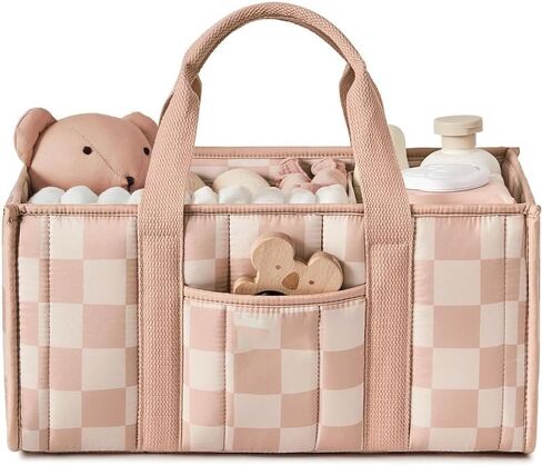 Diaper Caddy Organizer,Cute Floral Nursery Storage Basket,Soft Portable Changing Table Car Caddy Organizer Gift (Floral B) in Saudi Arabia