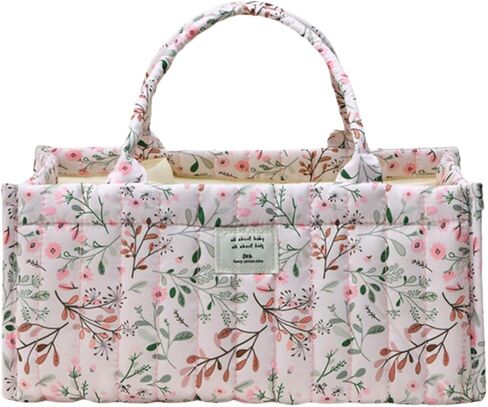 Diaper Caddy Organizer,Cute Floral Nursery Storage Basket,Soft Portable Changing Table Car Caddy Organizer Gift (Floral B) in Saudi Arabia