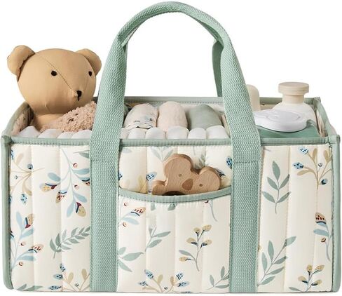 Diaper Caddy Organizer,Cute Floral Nursery Storage Basket,Soft Portable Changing Table Car Caddy Organizer Gift (Floral B) in Saudi Arabia