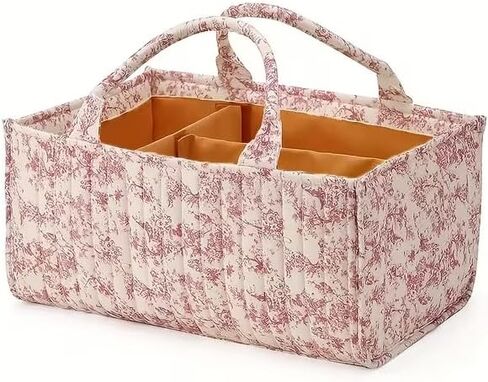 Diaper Caddy Organizer,Cute Floral Nursery Storage Basket,Soft Portable Changing Table Car Caddy Organizer Gift (Floral B) in Saudi Arabia