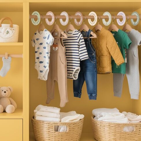 14 Pieces Baby Clothes Dividers Set with 8 Baby Closet Dividers,nd 6 Cat Paw Hangers, Plastic Baby Size Closet Dividers for Nursery Organization in Kuwait