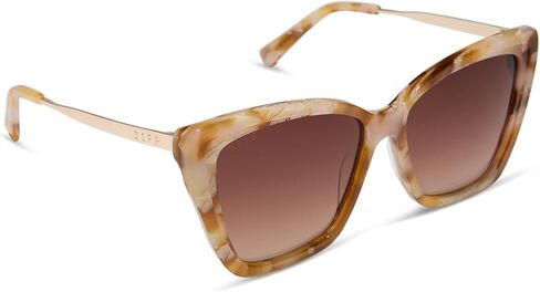 DIFF Eyewear Becky II Designer نظارات شمسية عين القطة للنساء 100% UVA/UVB، لون السلحفاة in Kuwait