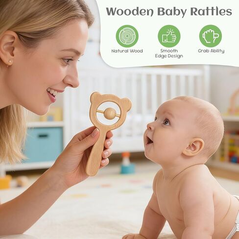 Baby Hair Bush and Comb Set, 5 Pack Wooden Baby Brush with Soft Goat Bristle for Newborns and Toddlers, Perfect for Cradle Cap, Baby Registry Gift, Infant Essentials Care Kit in Saudi Arabia