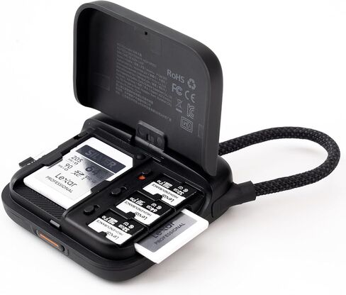 PGYTECH CreateMate Mini SD Card Reader Case, High-Speed 2-in-1 SD 4.0/Micro SD Card Reader with 6-Slot Storage Portable, Dual-Slot Transfer/USB 3.1/Type-C/OTG for Camera/Phone/Drone/Action Cam, Black in Saudi Arabia