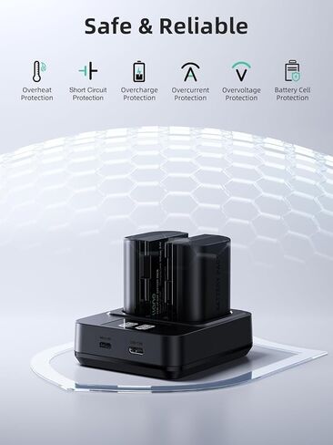 llano 2-Pack LP-E6P Batteries & 20W Fast Charger Set - for Canon EOS R6 Mark II,R5 Mark II, R5, R6, R, R7,5D/6D Mark II/III/IV,5Ds,90D,80D Cameras - Real 2400mAh Capacity, USB-C Fast Charging in Kuwait