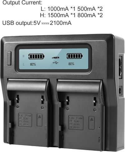 شاحن مزدوج GVM مع بطارية BP-A60 بقدرة 6800 مللي أمبير في الساعة، متوافق مع كاميرات C300 Mark II وC200 وC200B، وشحن مزدوج متزامن، ومخرج USB، وحماية من الشحن الزائد/الحرارة الزائدة، ومحول سيارة 100-240 فولت تيار متردد و12 فولت in Kuwait