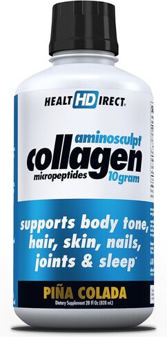 Health Direct - AminoSculpt Liquid Collagen Micropeptides - 28 أونصة سائلة - 28 حصة - 10 جرام من الكولاجين السائل الطبي المتميز للنساء - موز الفراولة in Kuwait