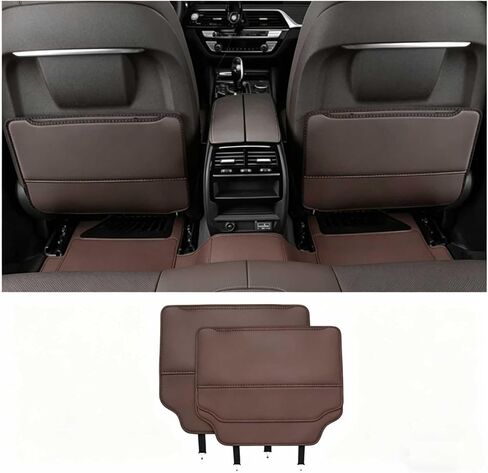 Car Kick Mats for Benz CLA 2014-2026, Car Back Seats Leather Anti Kick Pad Seats Back Protector Cover Waterproof Protective Mat,Brown in Saudi Arabia