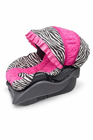 Infant Car Seat Cover with Canopy, Zebra Print and Hot Pink Minky, Safari Theme with Strap Covers in Kuwait