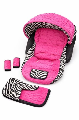 Infant Car Seat Cover with Canopy, Zebra Print and Hot Pink Minky, Safari Theme with Strap Covers in Kuwait